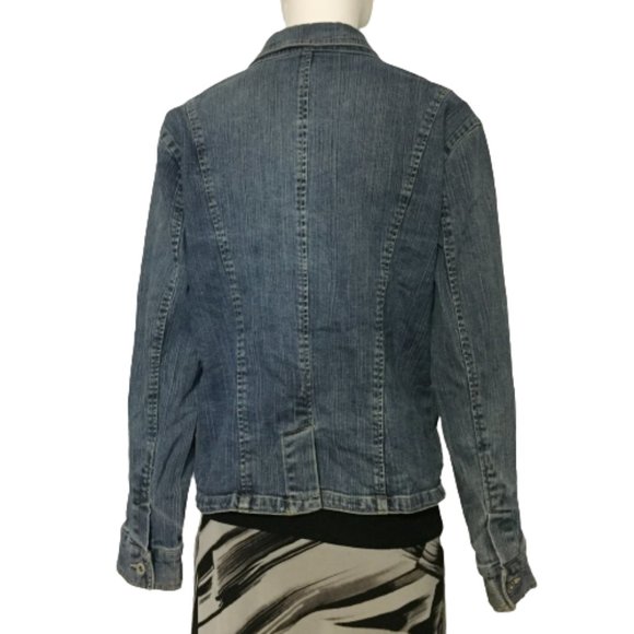 Contrast Jeans Size XL Blue Jacket - Picture 2 of 14